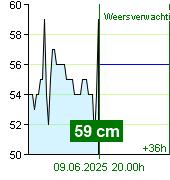 Waterstand op waterstandmeter Nespeky om 01.00 1.7.2024